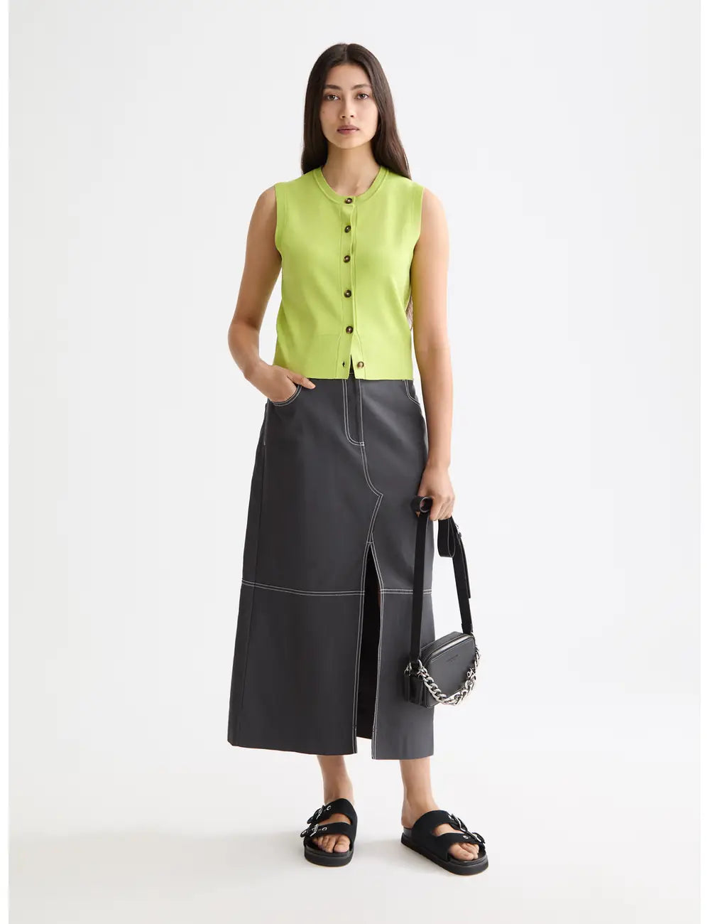 Knitted Spencer Charcoal full model shot showing overall fit by Scotch & Soda