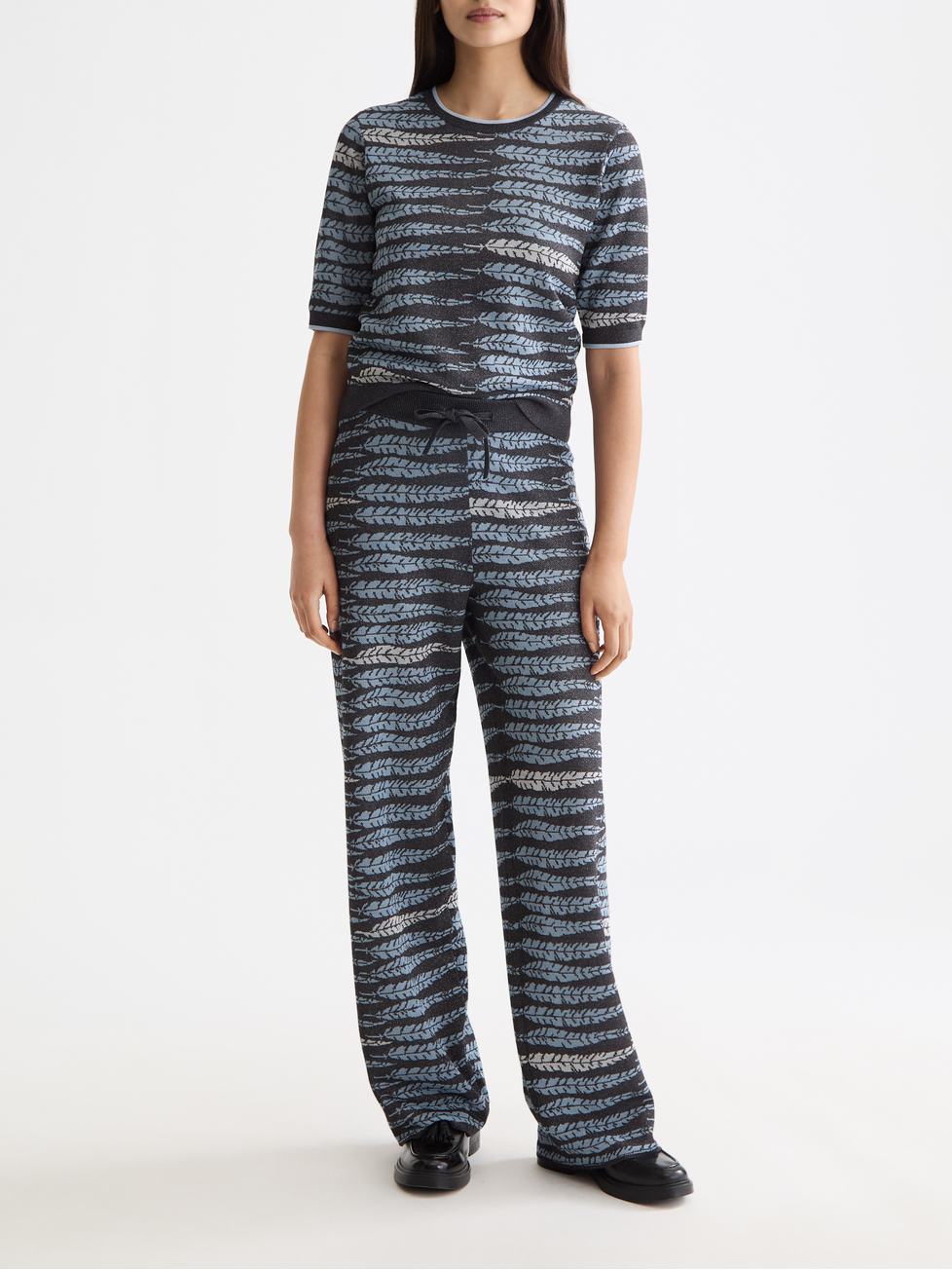 Lurex jacquard knitted top