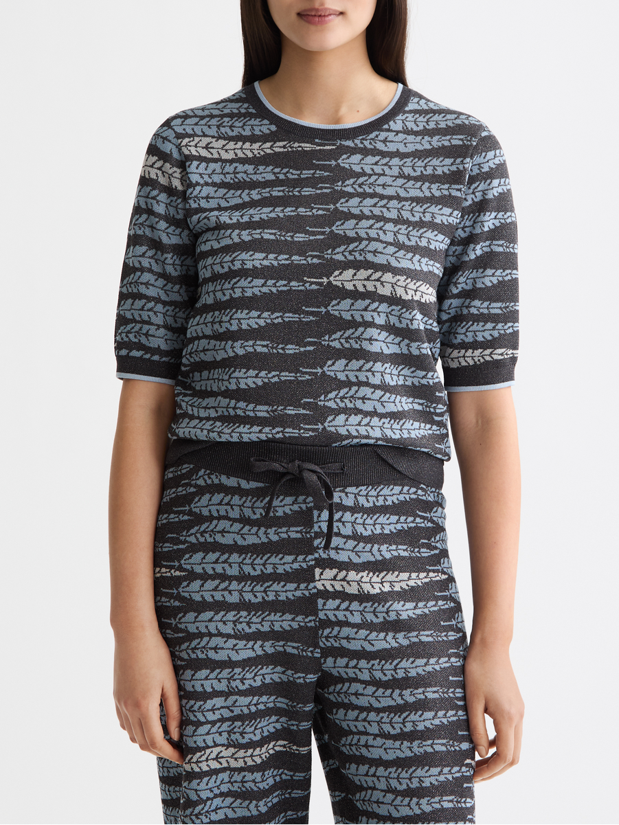Lurex jacquard knitted top