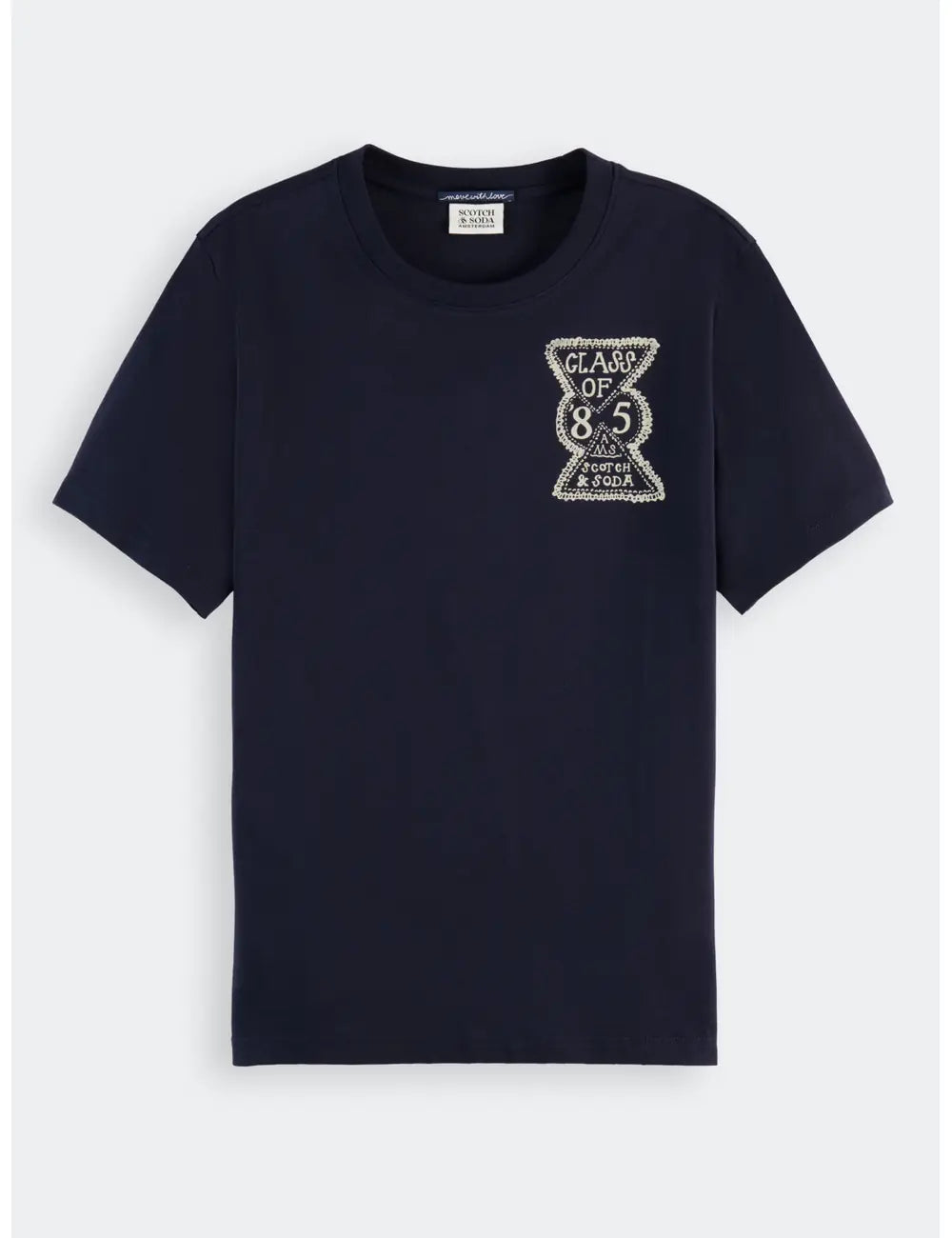 Chest Artwork Tee flat lay front view by Scotch & Soda