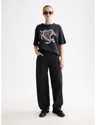 Artwork Loose Fit Tee full model shot showing overall fit by Scotch & Soda