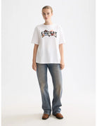 Artwork Loose Fit Tee full model shot showing overall fit by Scotch & Soda