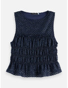 Smocked Tank Peacoat flat lay front view by Scotch & Soda