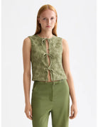 Bow Closure Tank close-up on model showing fit and detail by Scotch & Soda