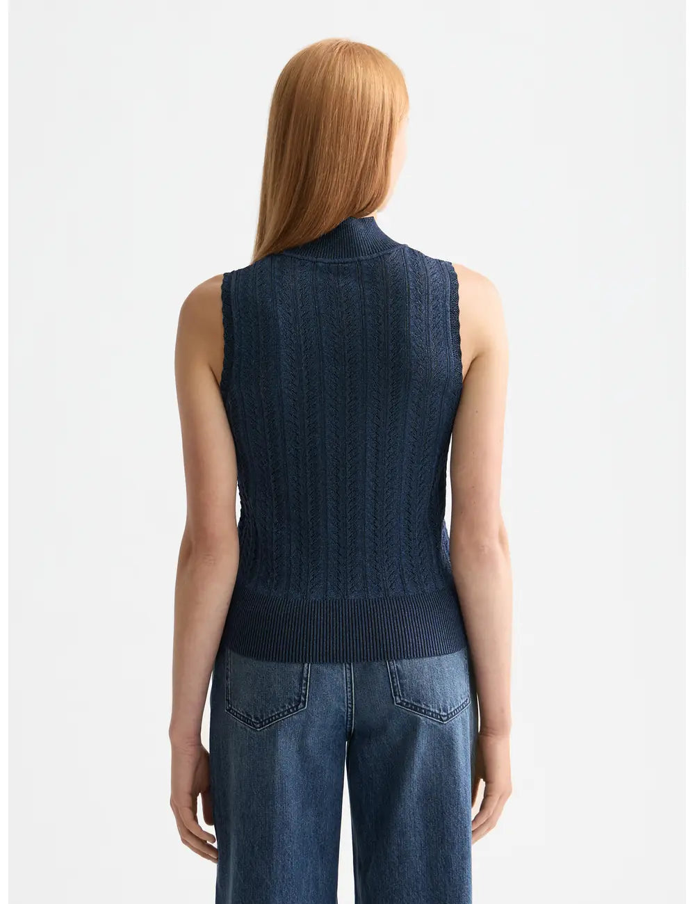 Metallic Knitted Tank full model shot showing overall fit by Scotch & Soda