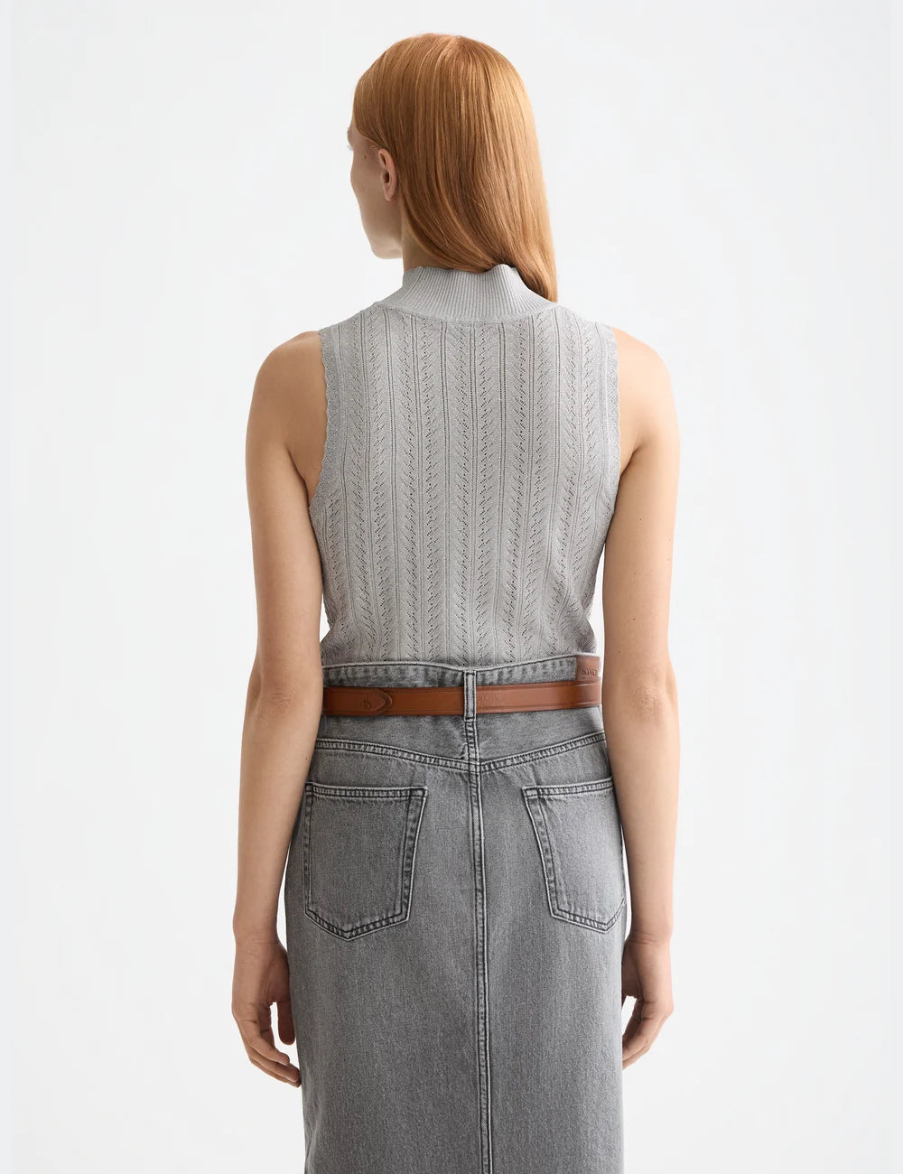 Metallic Knitted Tank detail shot showing fabric and craftsmanship by Scotch & Soda