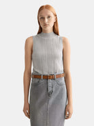 metallic-pointelle-knitted-tank side view by Scotch & Soda