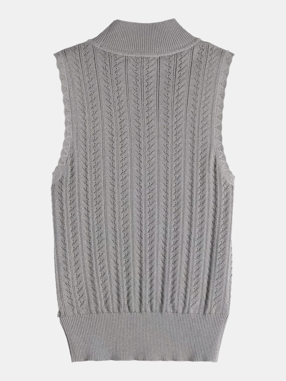 metallic-pointelle-knitted-tank back view by Scotch & Soda