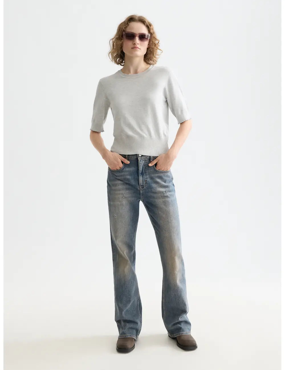 Crew Neck Pullover full model shot showing overall fit by Scotch & Soda