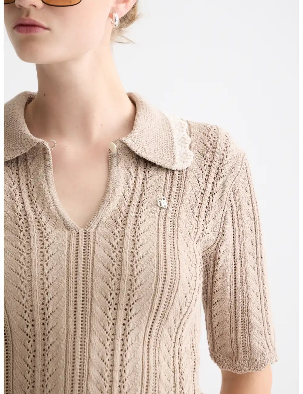 Knitted Polo Shirt flat lay front view by Scotch & Soda