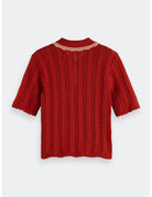 Knitted Polo Shirt flat lay back view by Scotch & Soda