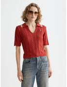 Knitted Polo Shirt close-up on model showing fit and detail by Scotch & Soda