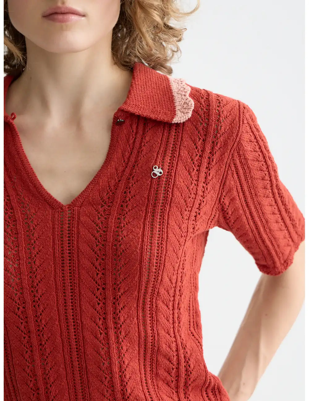 Knitted Polo Shirt flat lay front view by Scotch & Soda