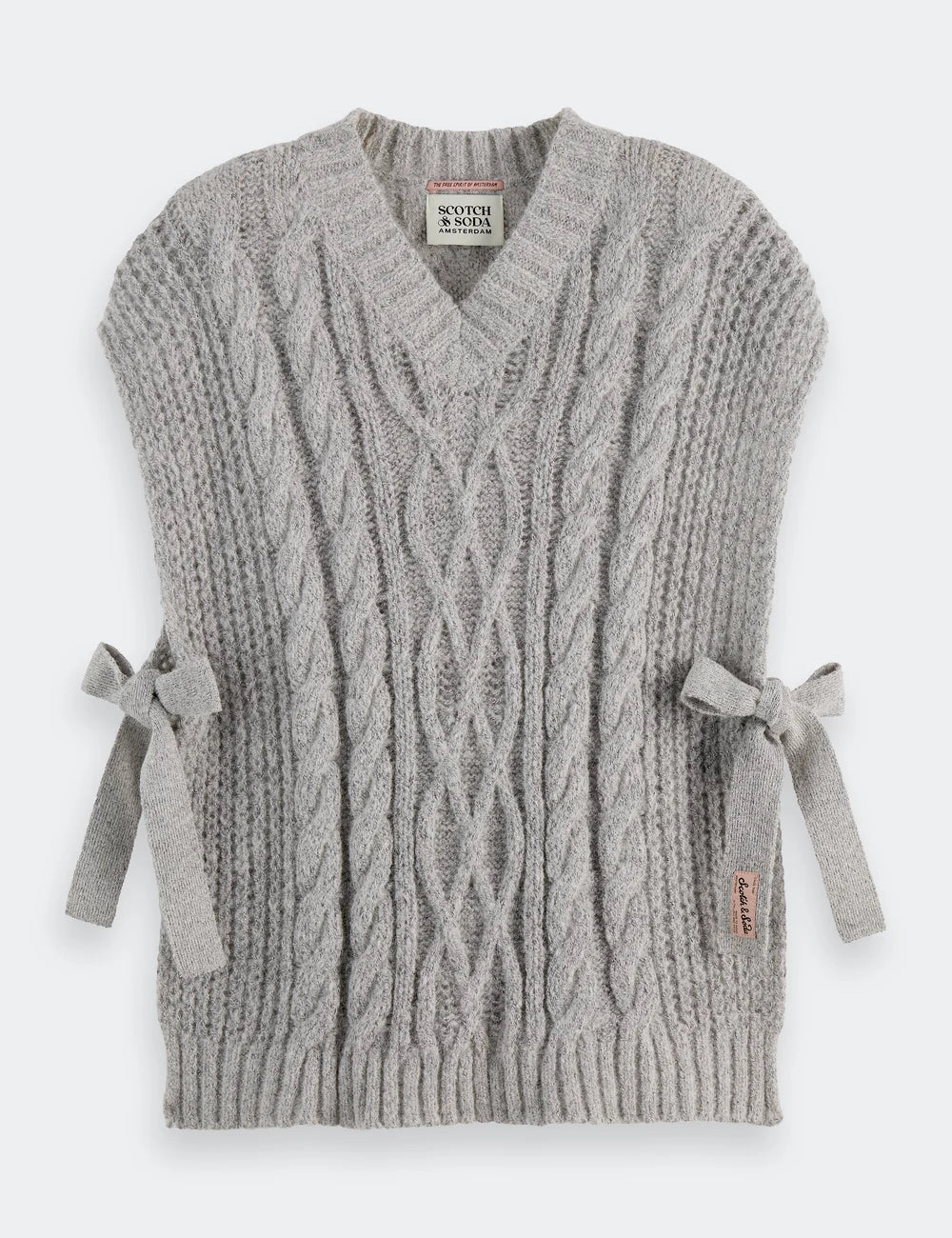 Cable Stitch Spencer flat lay front view by Scotch & Soda