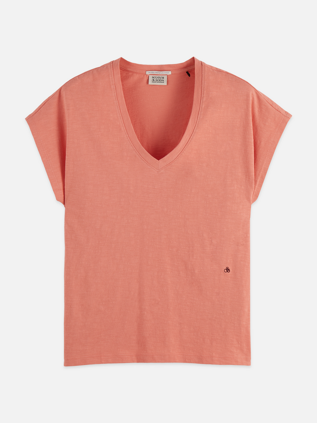 V-neck logo embroidery t-shirt