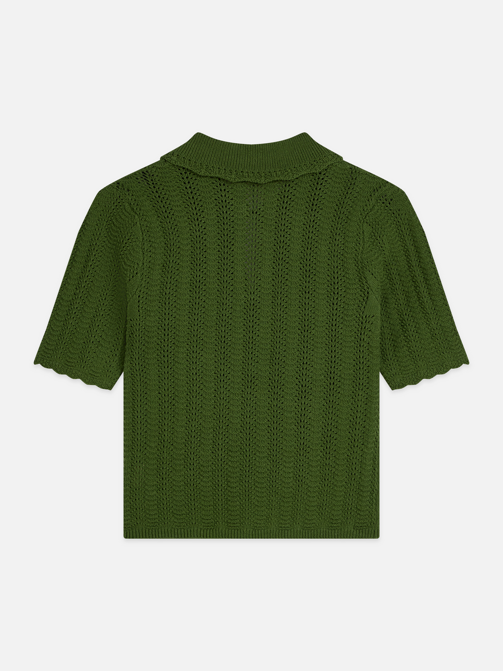 Pointelle collared knitted top