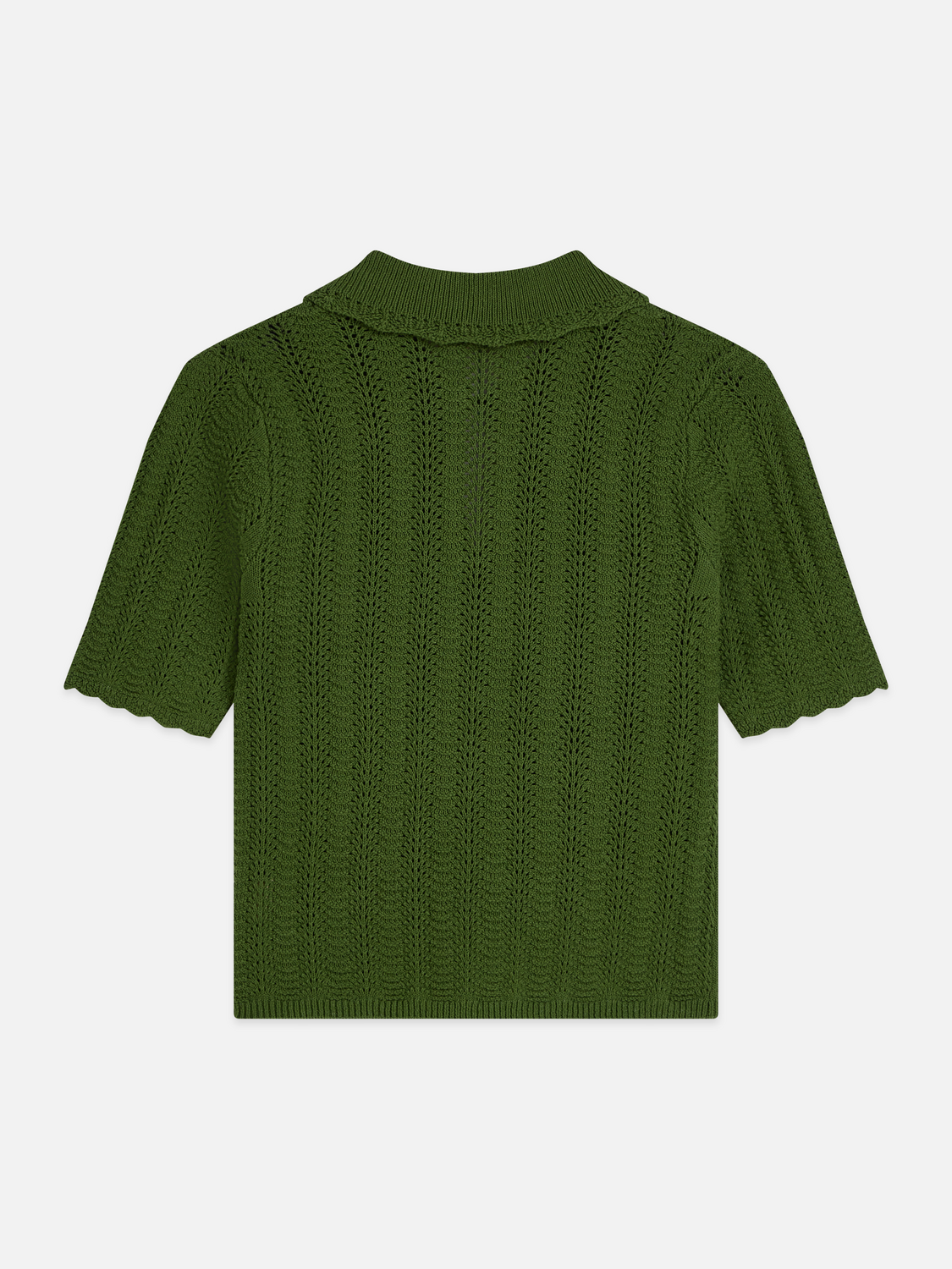Pointelle collared knitted top