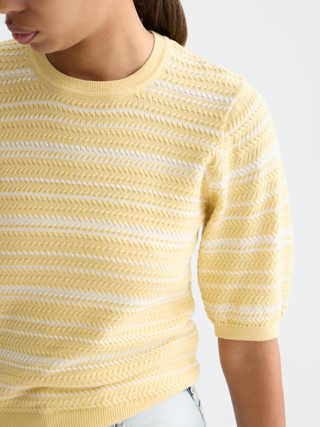 Textured stripe knitted top