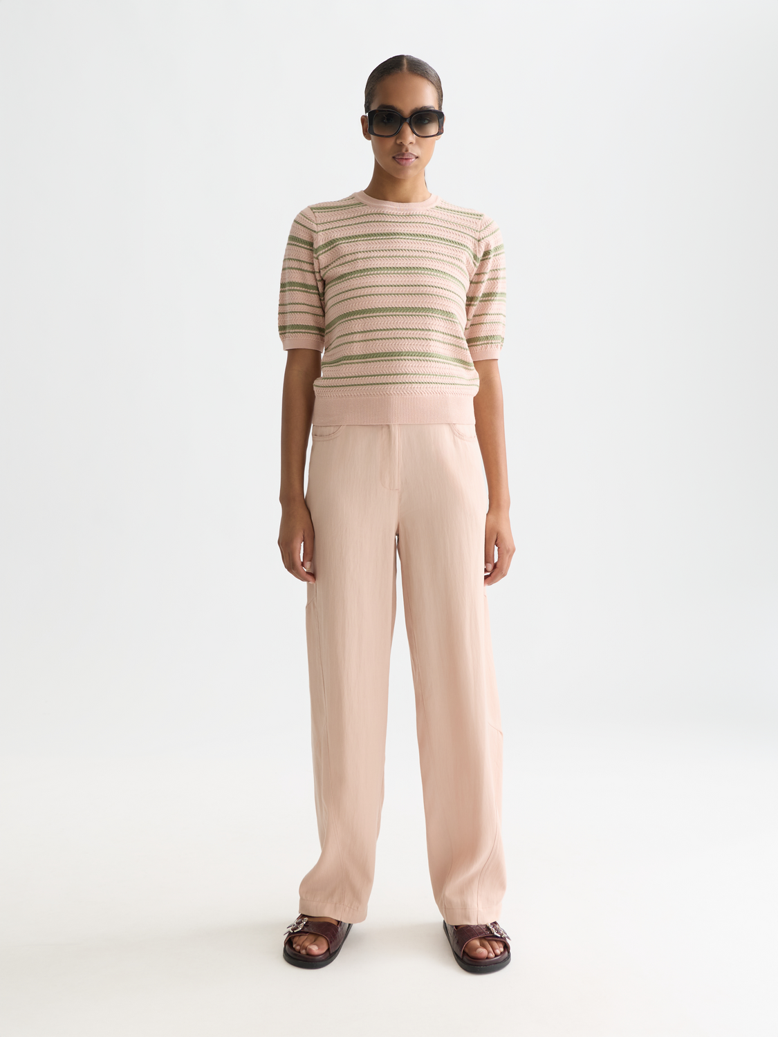 Textured stripe knitted top