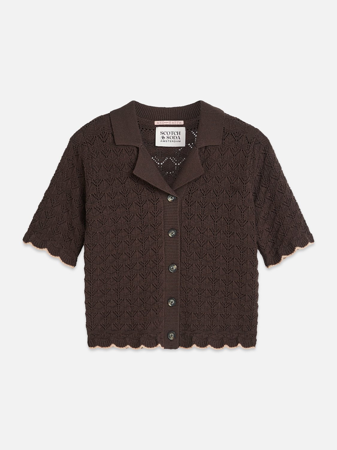 Pointelle short sleeve cardigan