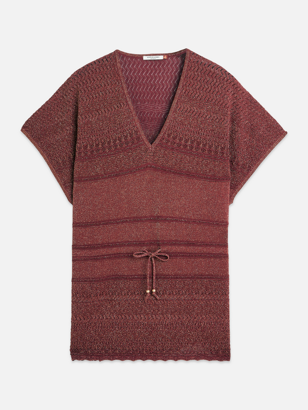 Metallic pointelle knitted tunic