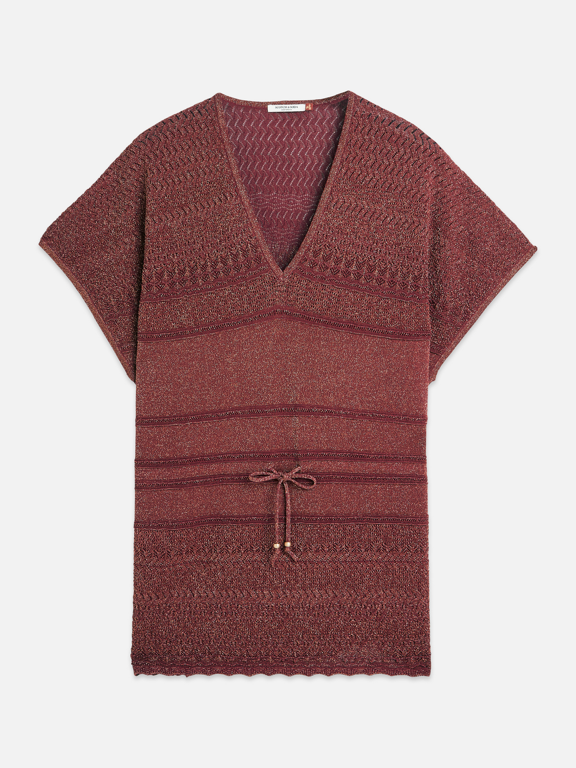 Metallic pointelle knitted tunic