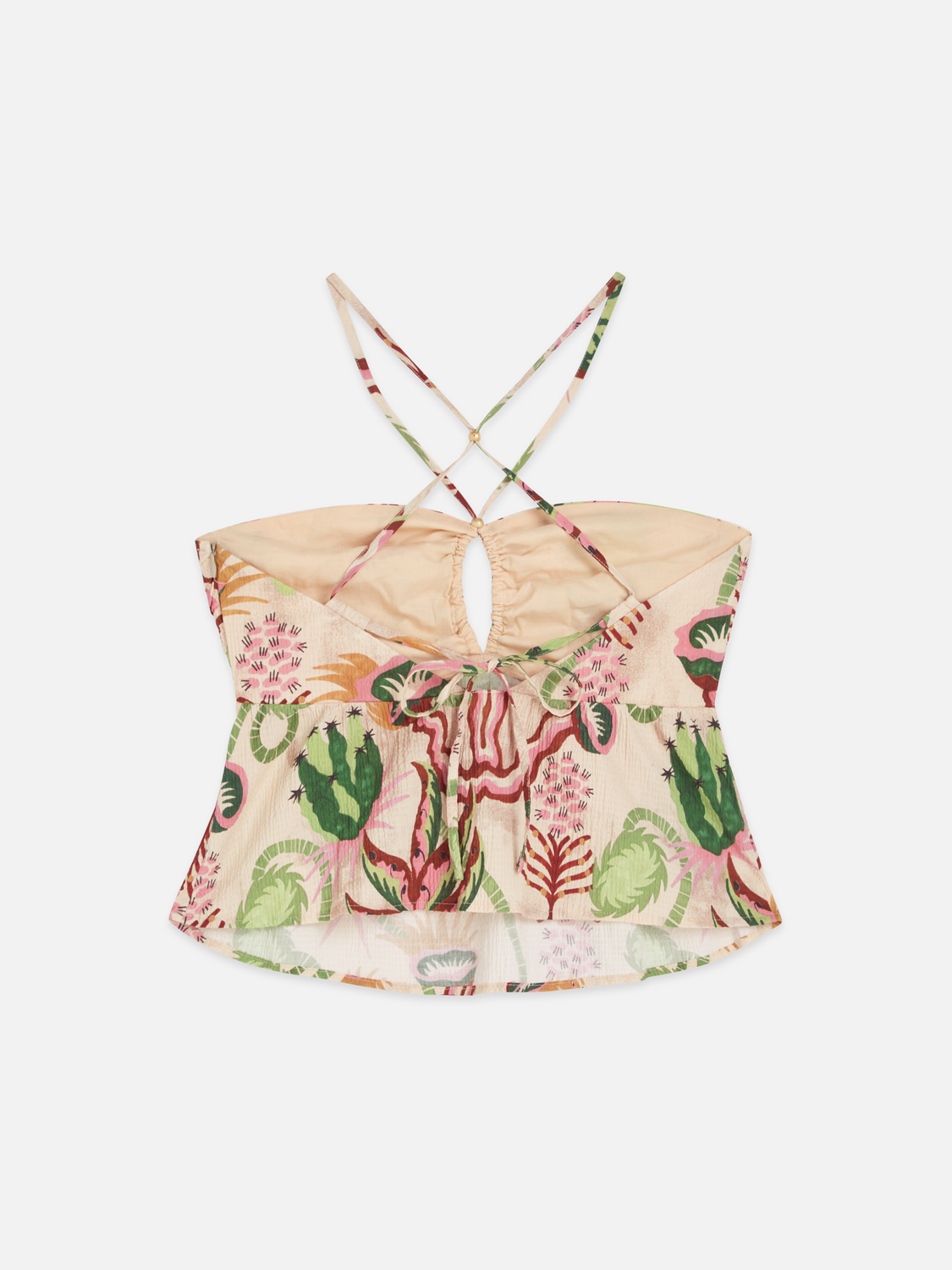 Cotton seersucker keyhole halter top