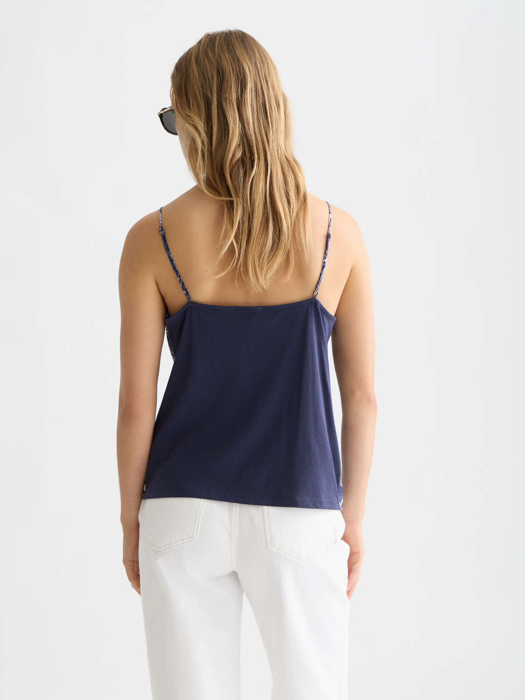 Printed jersey back tank top