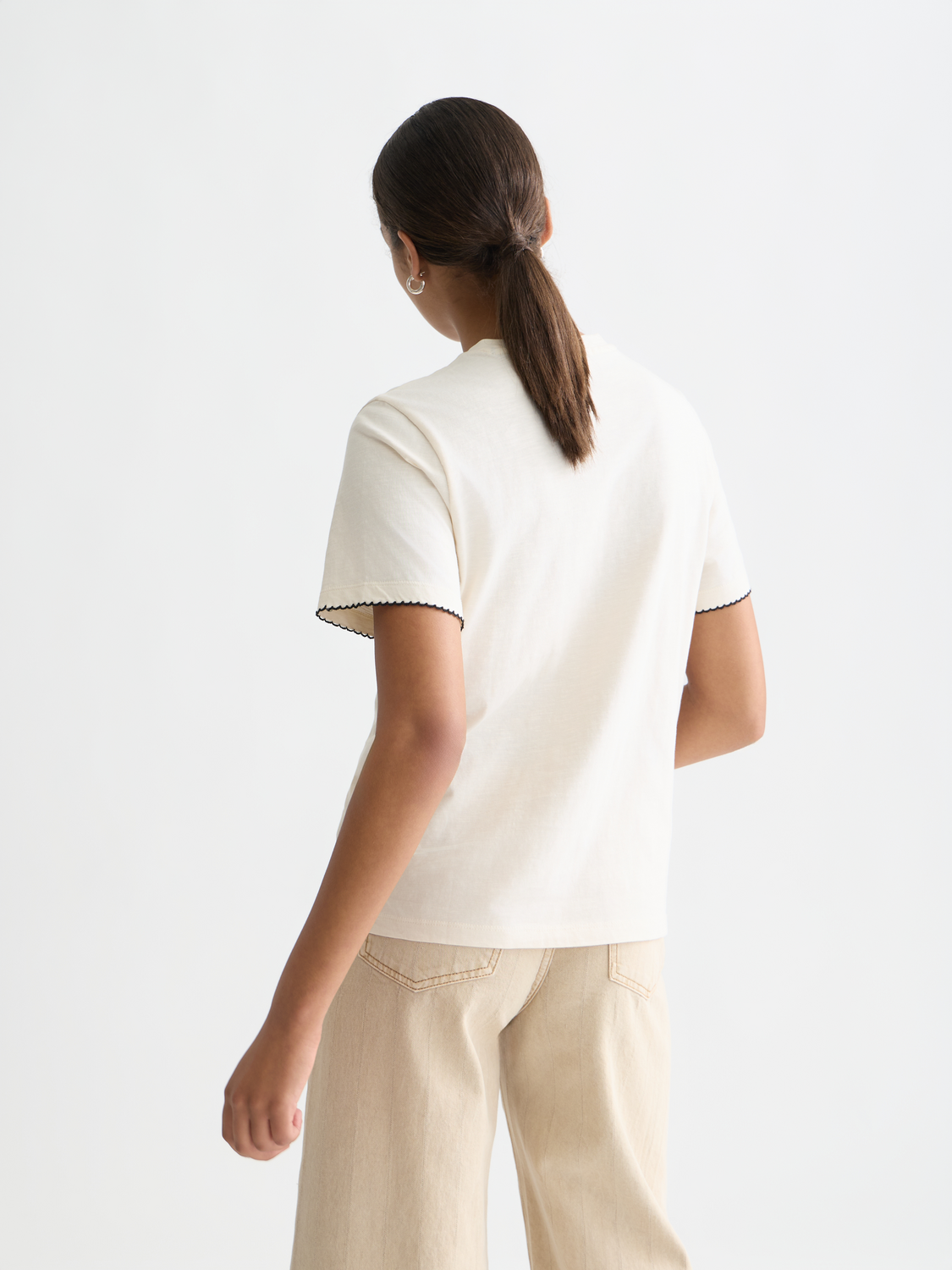 Embroidered slub T-shirt