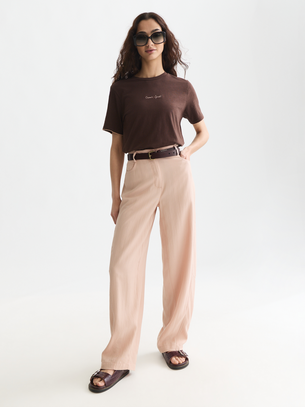 Embroidered slub T-shirt