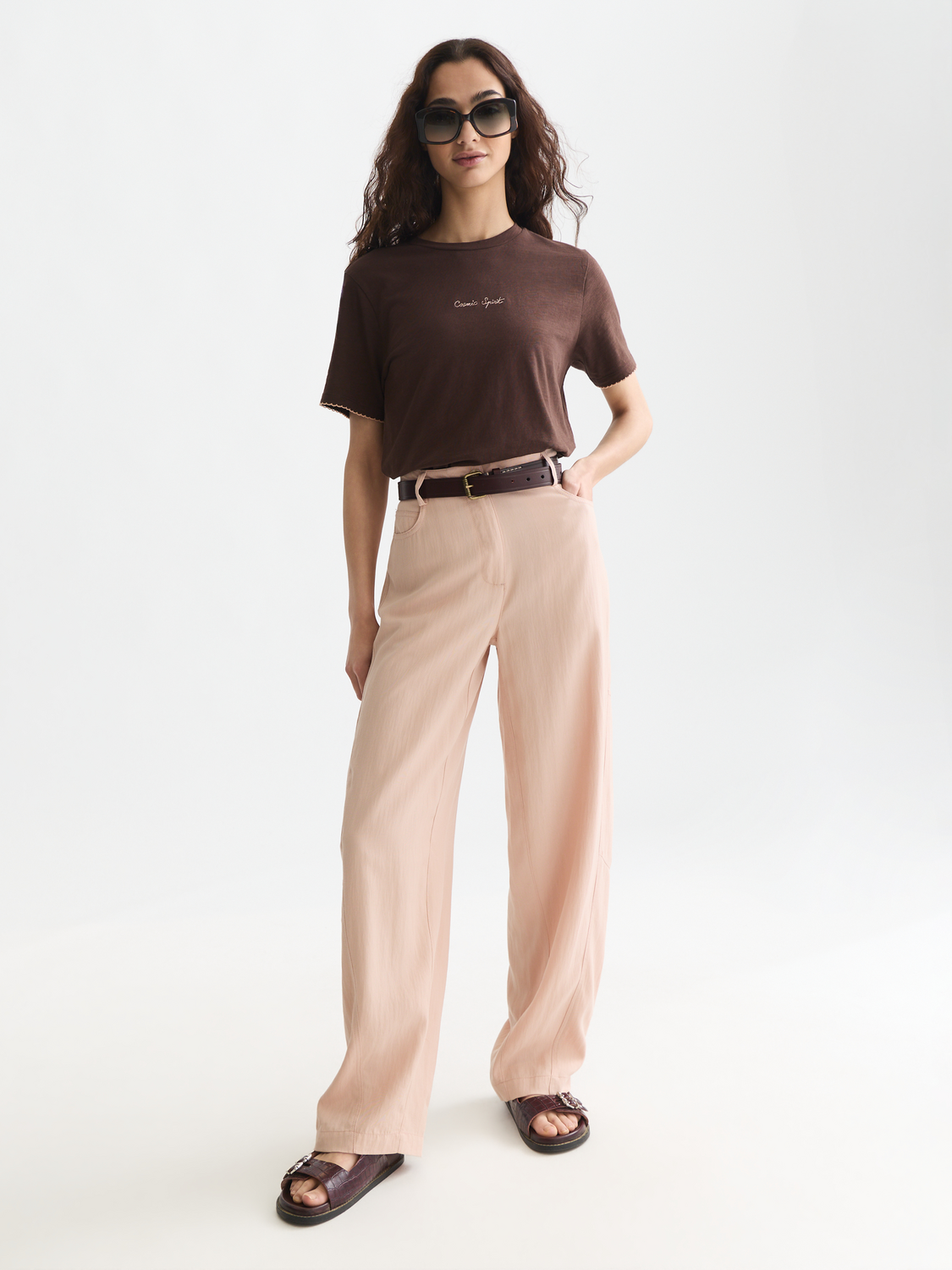 Embroidered slub T-shirt
