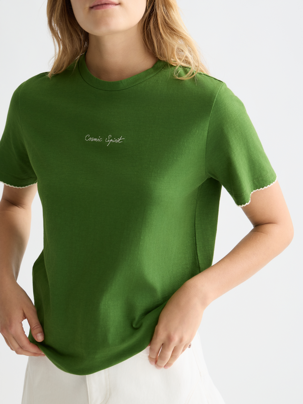 Embroidered slub T-shirt