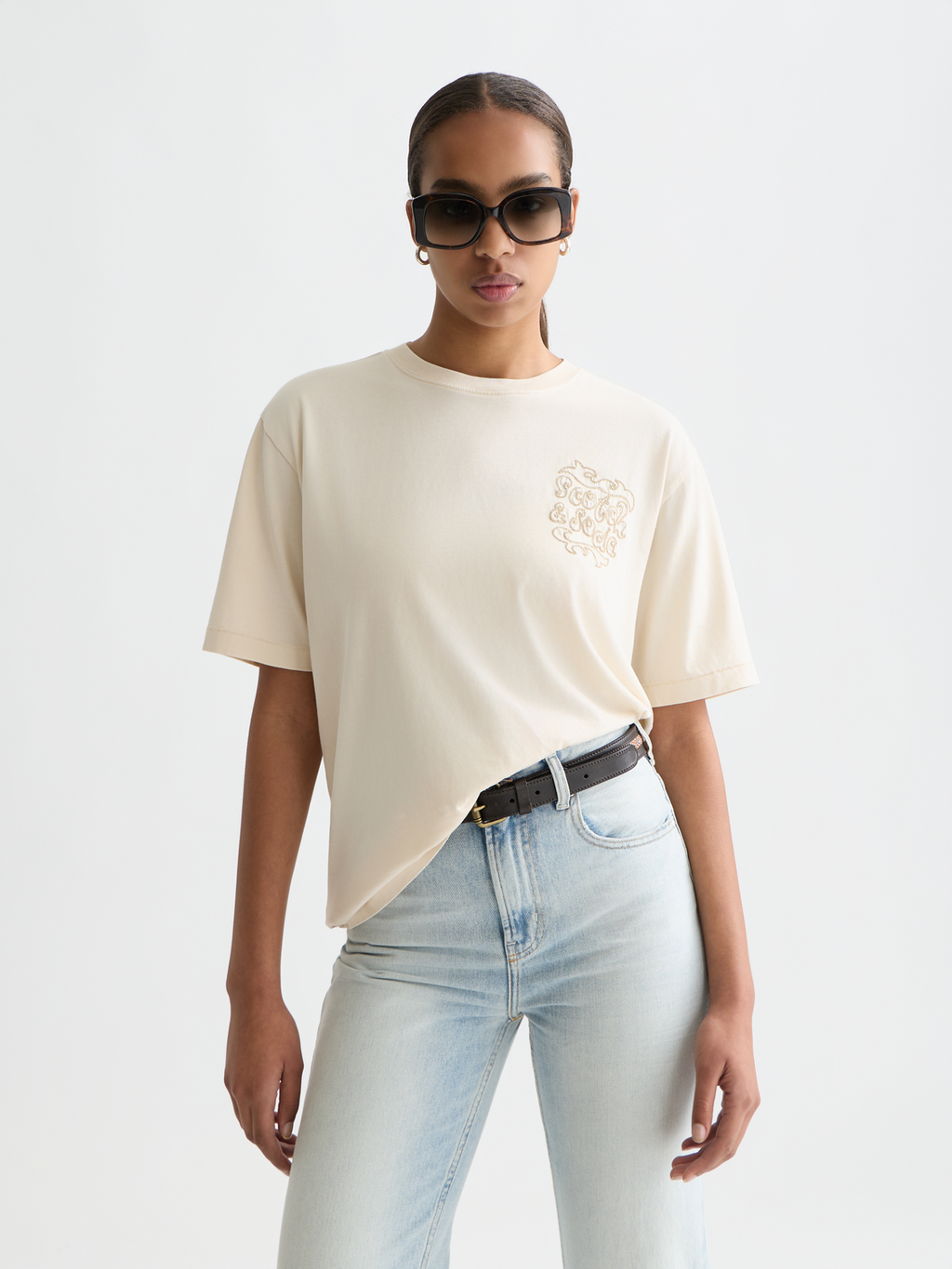 Washed artwork loose T-shirt