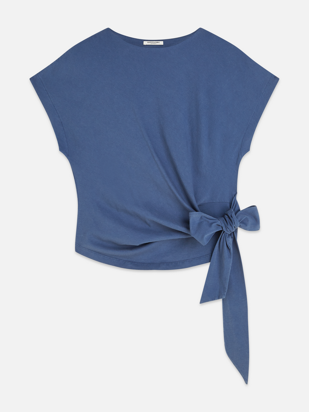 Knotted slash neck T-shirt