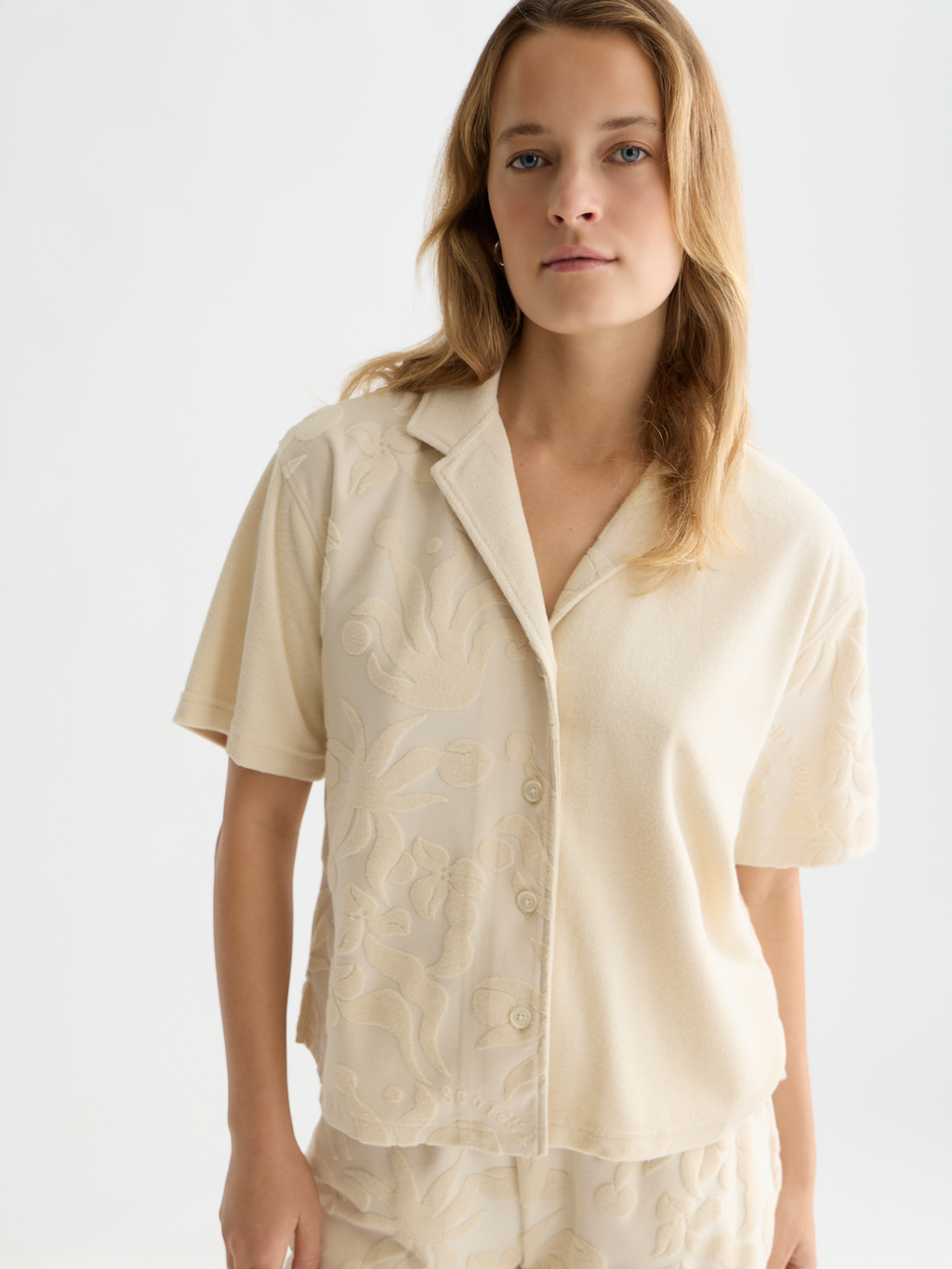Towelling short sleeve shirt