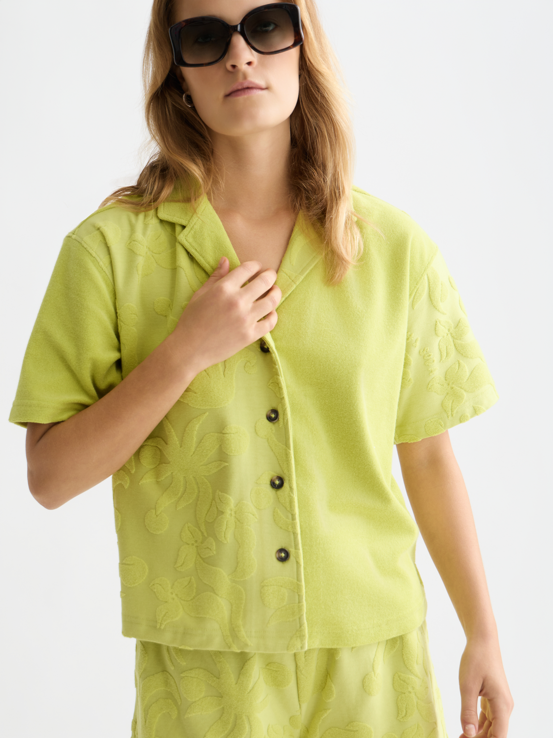 Towelling short sleeve shirt