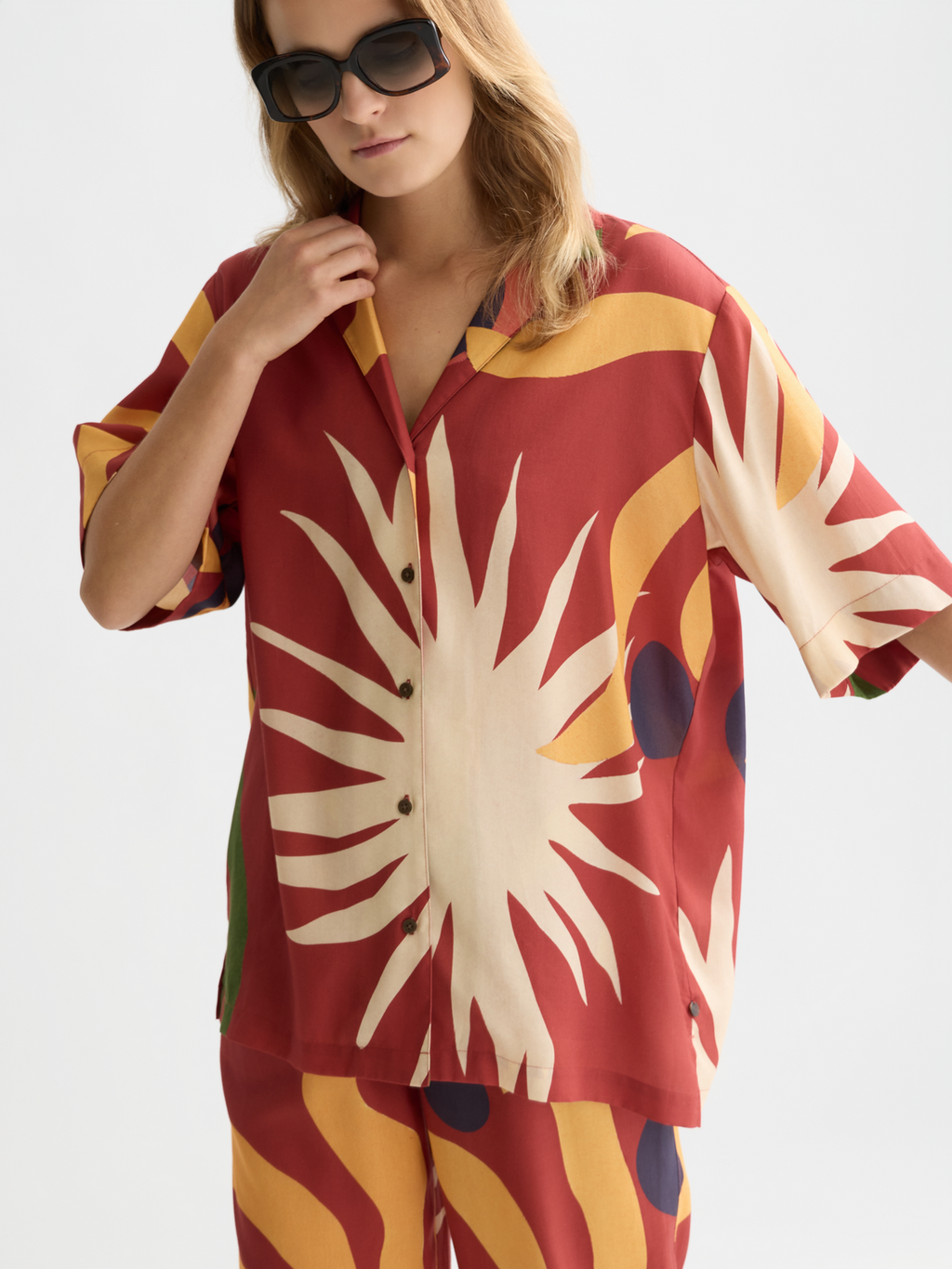 Printed short sleeve relaxed shirt