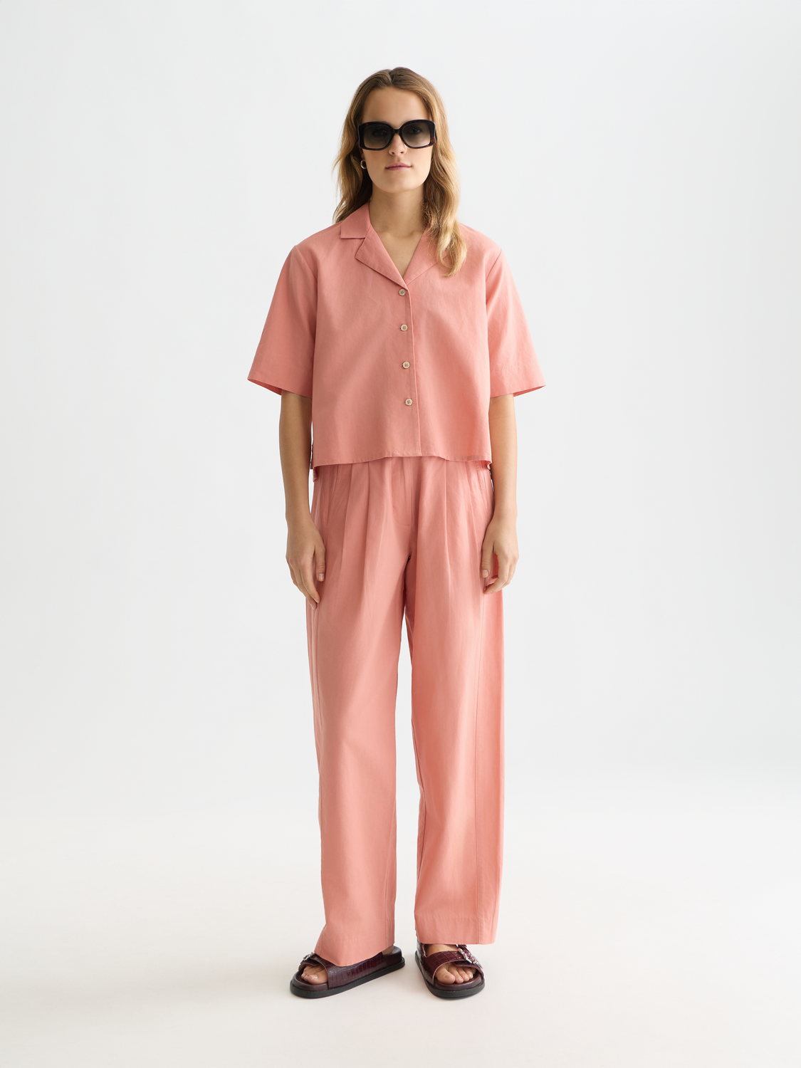 Cotton linen short sleeve shirt