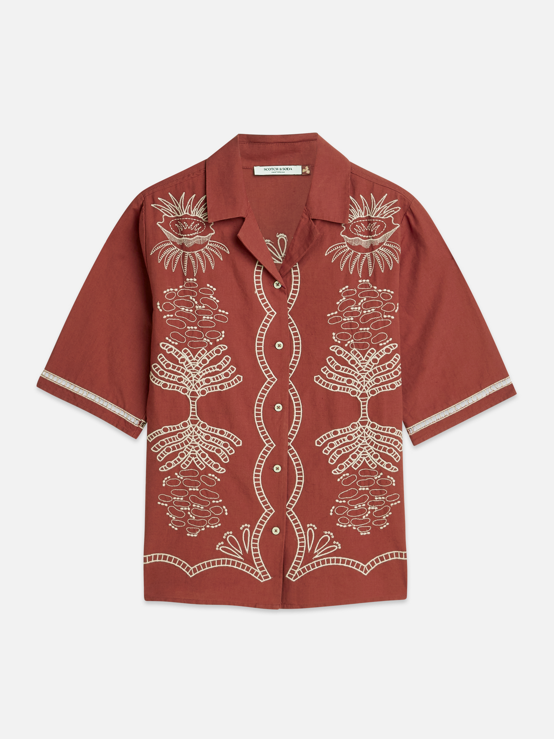 Embroidered short sleeved fitted shirt