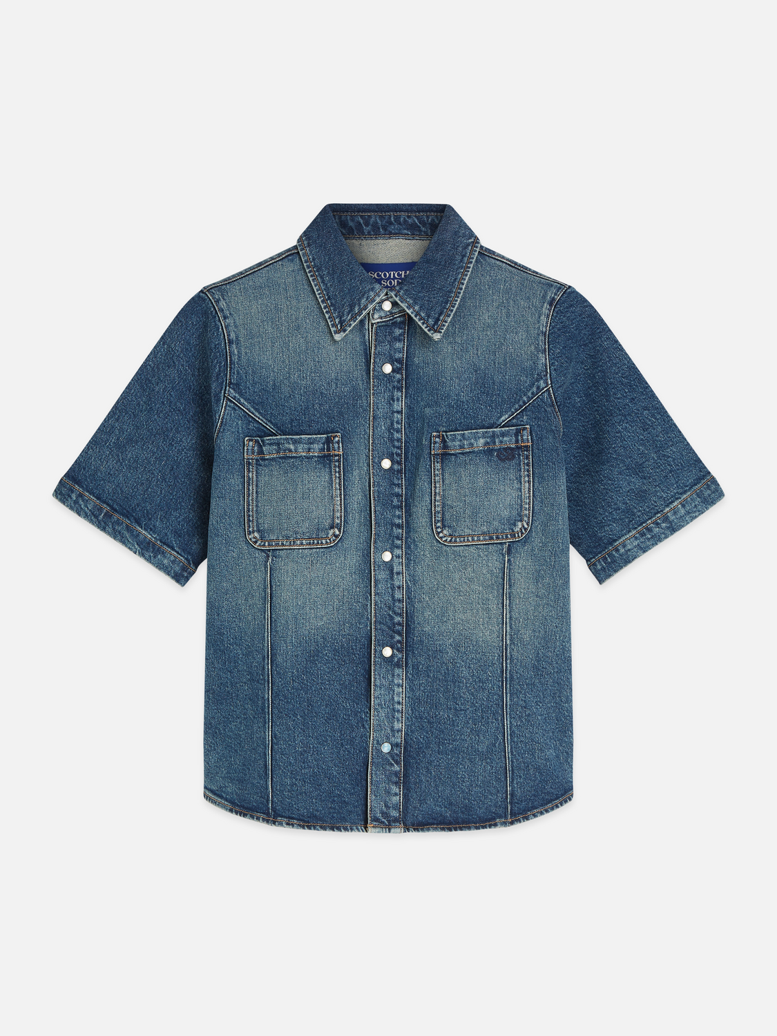 Darted denim shirt