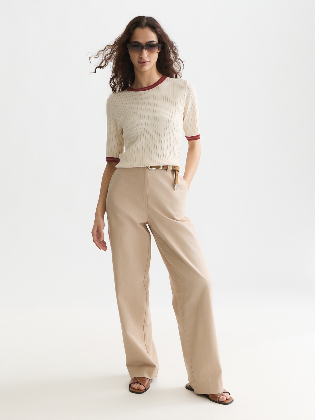 Pointelle knitted relaxed t-shirt