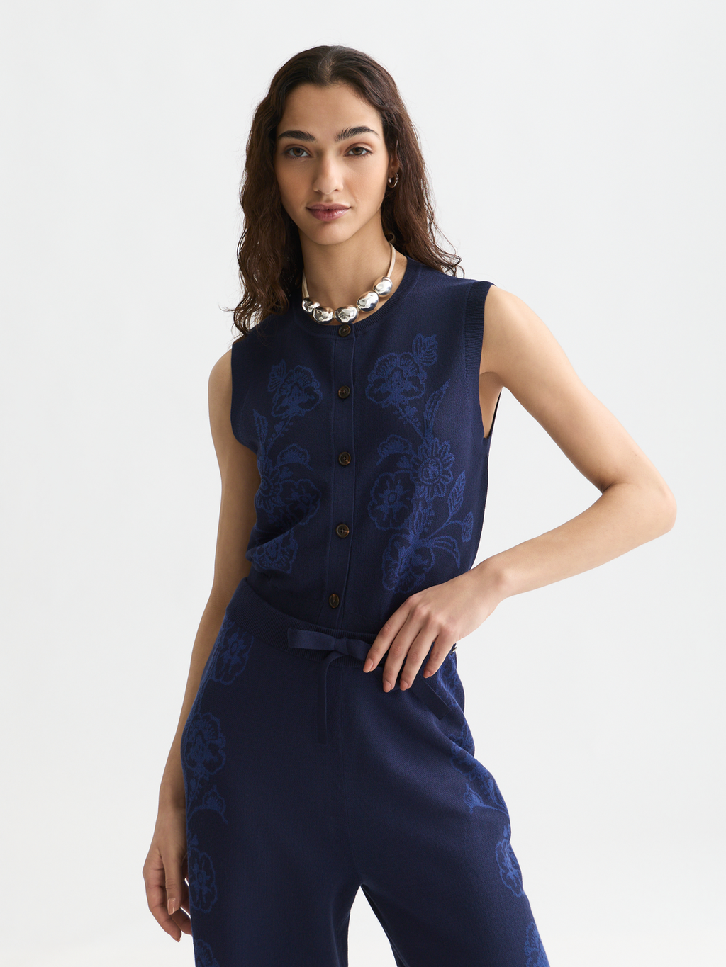 Jacquard knitted relaxed spencer