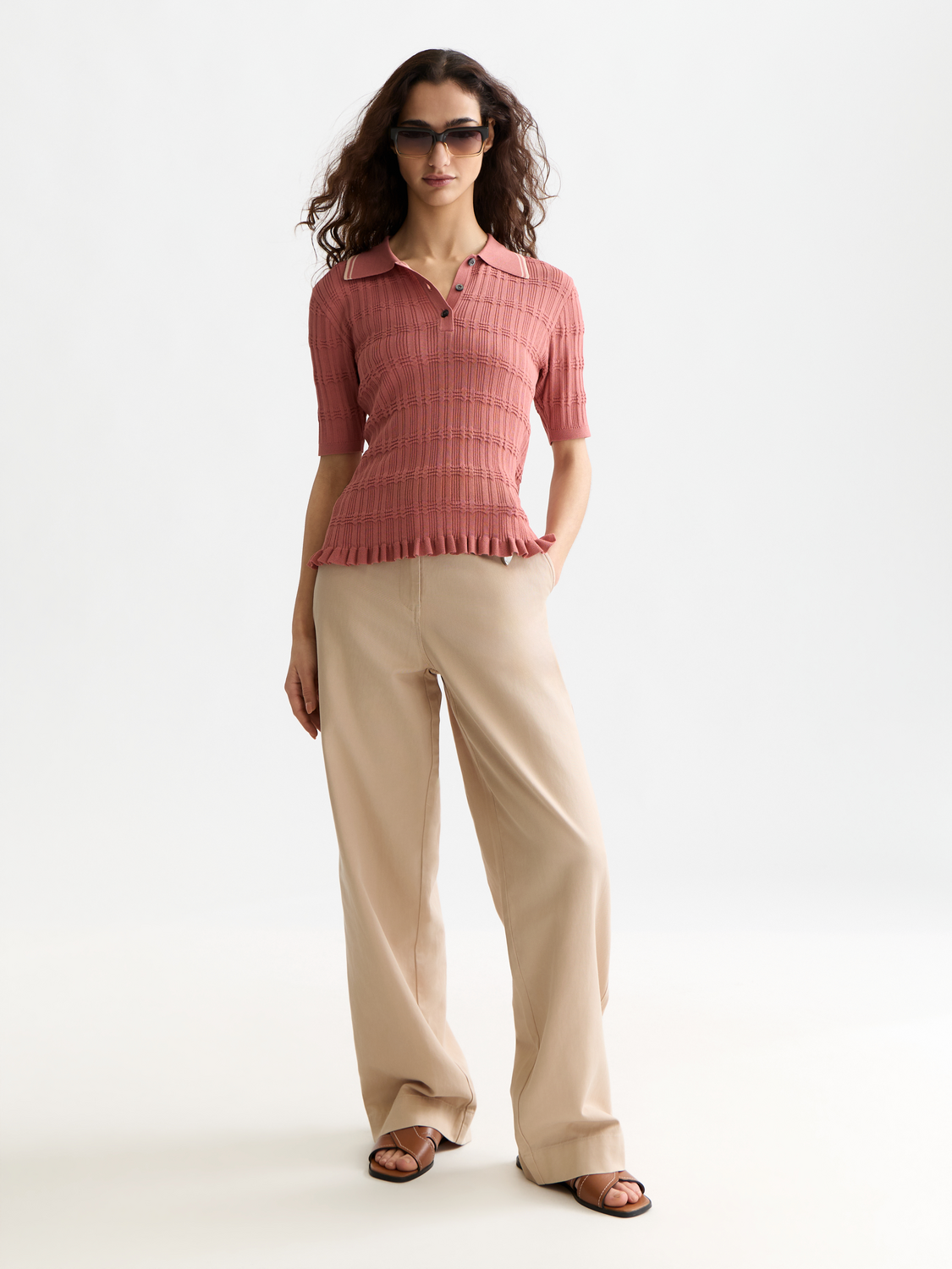 Ripple stitch fitted pullover