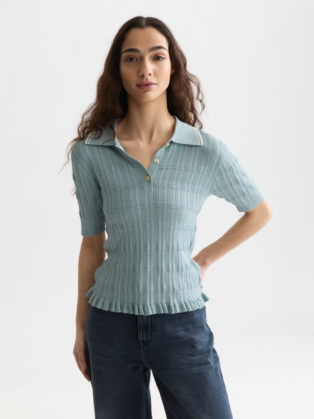 Ripple stitch fitted pullover