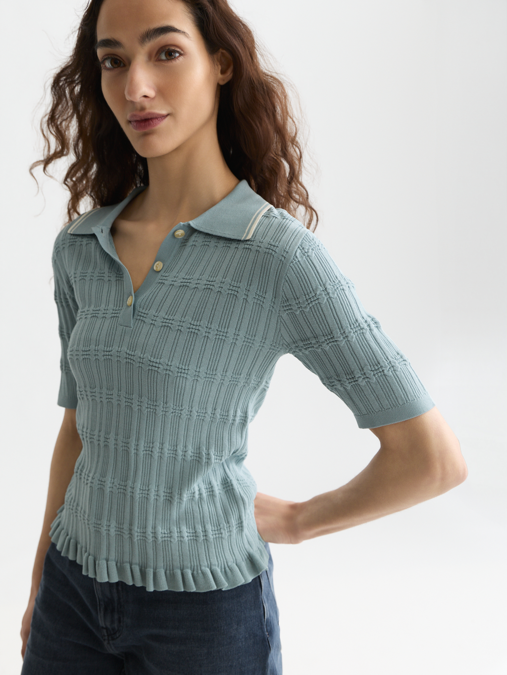 Ripple stitch fitted pullover