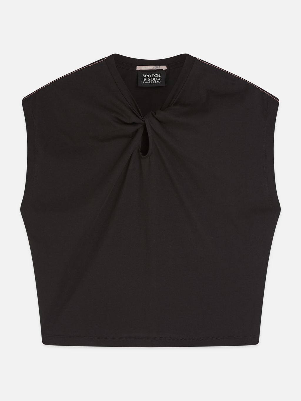 Twisted neckline T-shirt