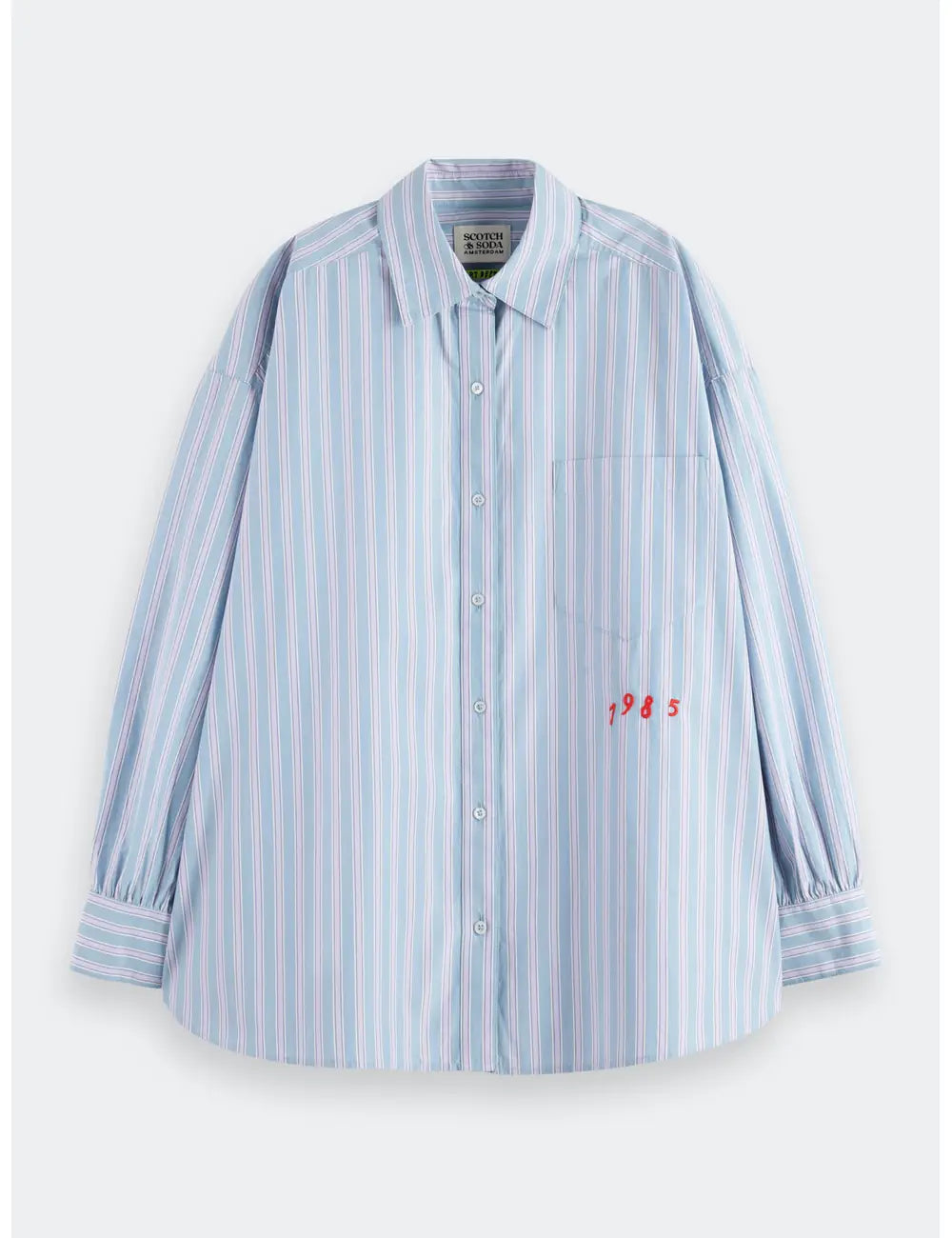 Embroidered Shirt Ocean flat lay front view by Scotch & Soda