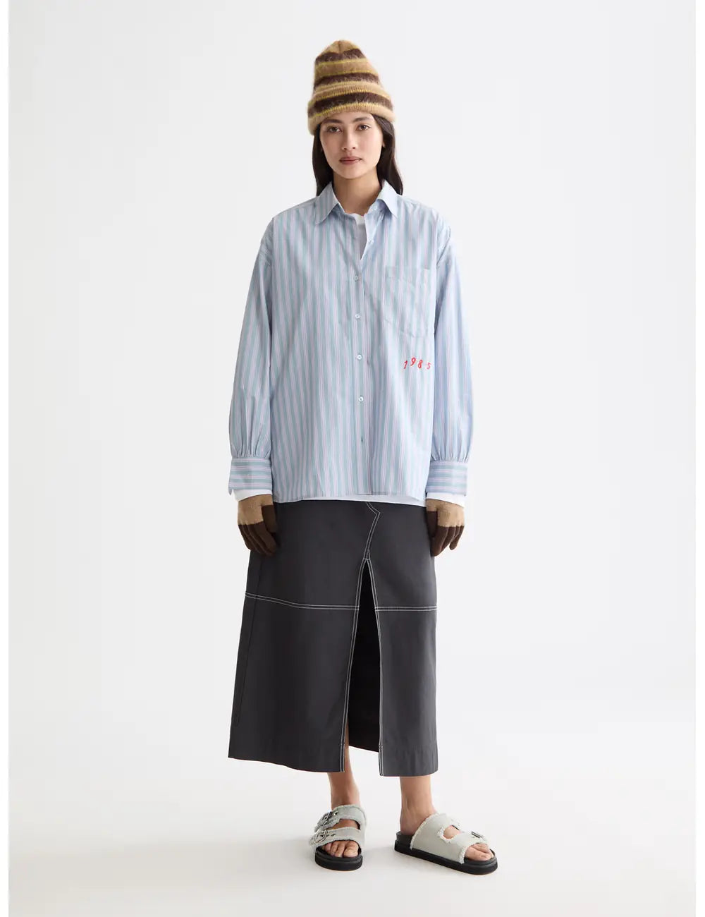 Embroidered Shirt Ocean full model shot showing overall fit by Scotch & Soda