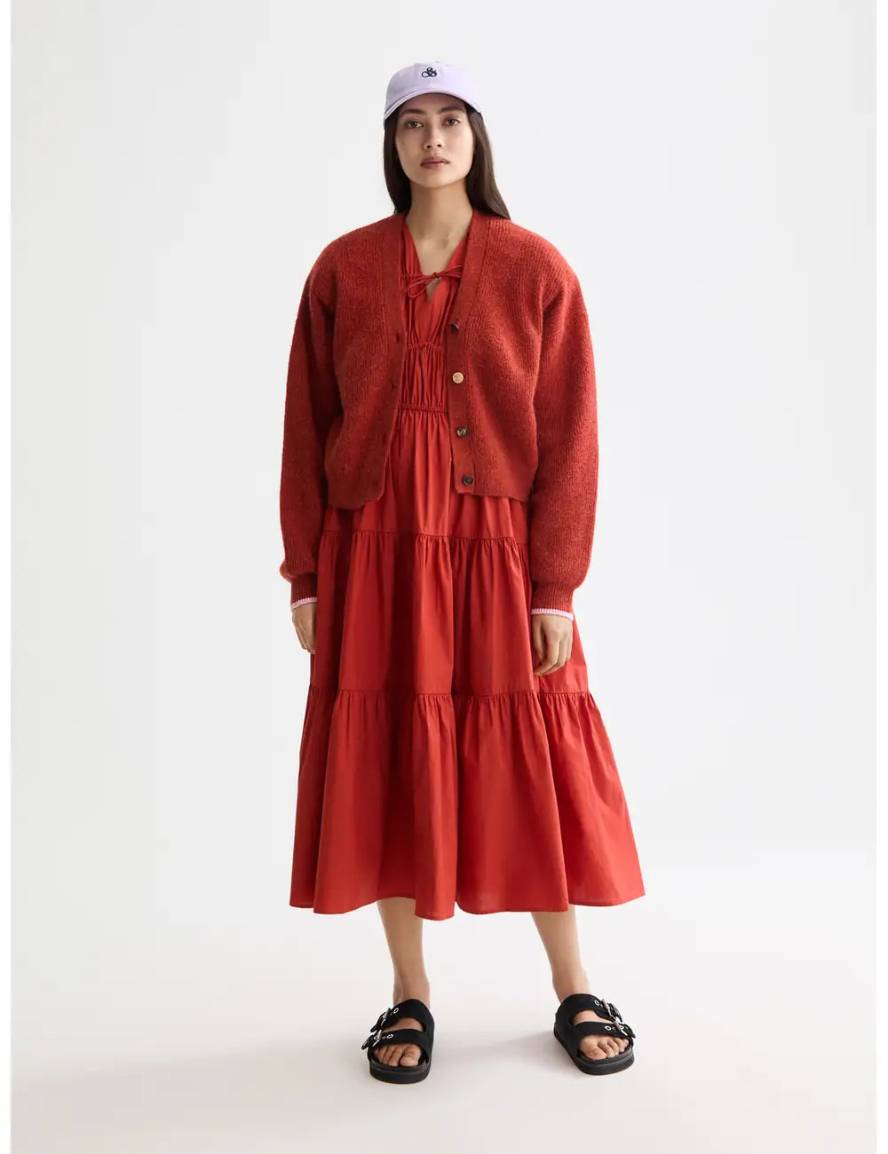 Fuzzy Relaxed Cardigan full model shot showing overall fit by Scotch & Soda