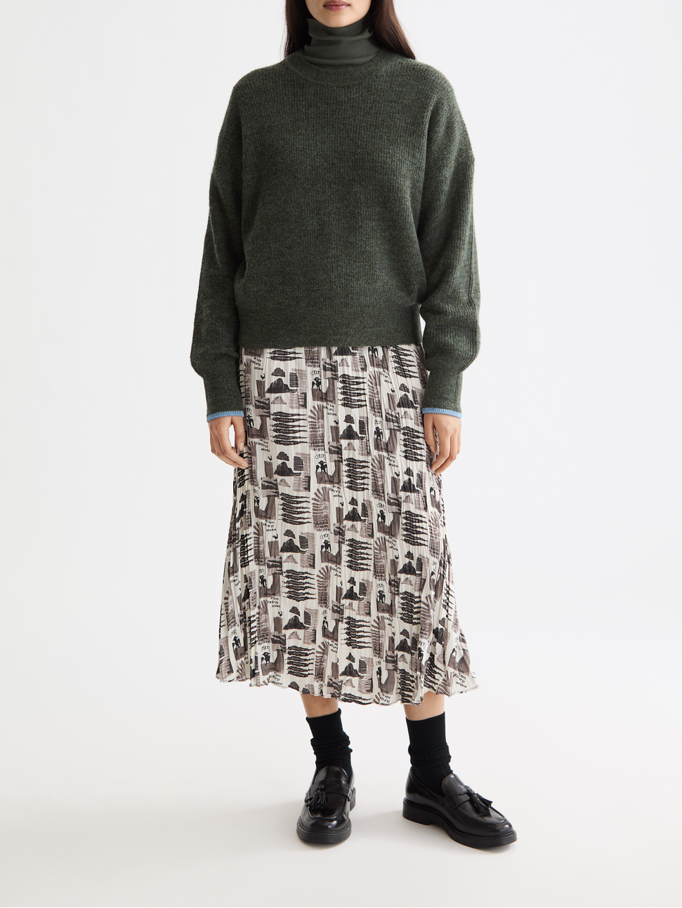 Fuzzy crew neck pullover